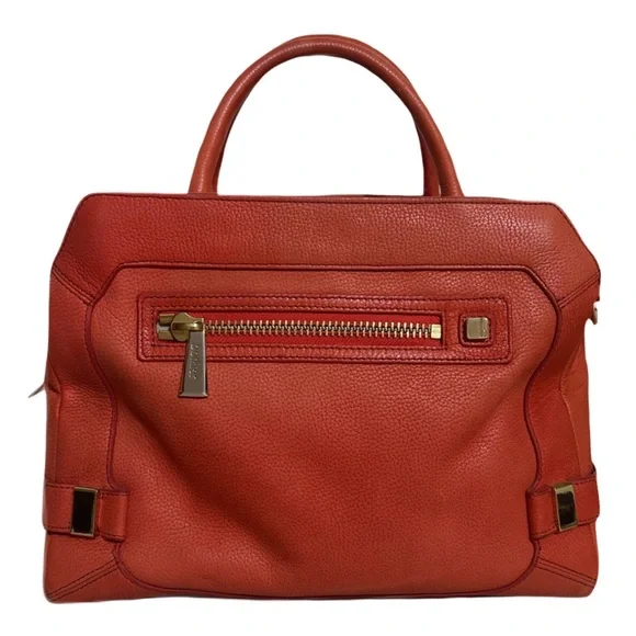 Botkier Red Leather Satchel with Structured Design - Picture 2 of 3